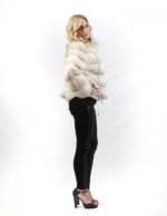 Sapphire Nerz Pelzjacke Quer bereift horizontal Braschi mit Kordelzug und Taschen – Bild 4