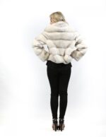 Sapphire Nerz Pelzjacke Quer bereift horizontal Braschi mit Kordelzug und Taschen – Bild 5