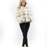 Pelliccia giacca visone zaffiro cross brinato orizzontale braschi con culisse e tasche