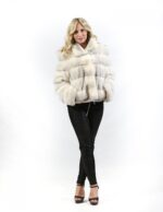 Pelliccia giacca visone zaffiro cross brinato orizzontale braschi con culisse e tasche