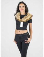 Collo in volpe argentata moltolungo morbido grigio con punte strette Pelzkragen col fourrure fur collar