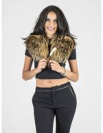 Hals in verblaßtem Gold und Braun mit Spitzen collo pelliccia col fourrure fur collar – Bild 3