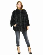 46 Giacca mantella orizzontale visone aurora fur mink pelz nerz норка fourrure vison