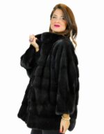46 Giacca mantella orizzontale visone aurora fur mink pelz nerz норка fourrure vison