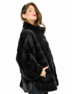 46 Giacca mantella orizzontale visone aurora fur mink pelz nerz норка fourrure vison