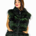 44 Pelliccia volpe verde scuro smanicato con pelle scamosciata Fuchspelz fox fur лисица fourrure renard