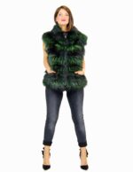 44 Pelliccia volpe verde scuro smanicato con pelle scamosciata Fuchspelz fox fur лисица fourrure renard