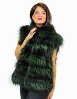 44 Pelliccia volpe verde scuro smanicato con pelle scamosciata Fuchspelz fox fur лисица fourrure renard