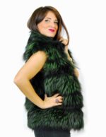 44 Pelliccia volpe verde scuro smanicato con pelle scamosciata Fuchspelz fox fur лисица fourrure renard