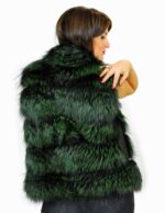44 Pelliccia volpe verde scuro smanicato con pelle scamosciata Fuchspelz fox fur лисица fourrure renard