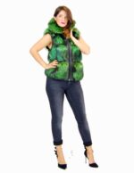 44 Pelliccia volpe verde chiaro smanicato con pelle lucida Fuchspelz fox fur лисица fourrure renard