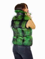 44 Pelliccia volpe verde chiaro smanicato con pelle lucida Fuchspelz fox fur лисица fourrure renard