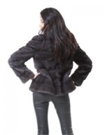 PELLICCIA GIACCA VISONE DONNA IN GRIGIO DARK GREY A PELLE INTERE ORIZZONTALE