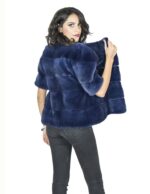 Giacca pelliccia visone blu smanicato 42 fourrure vison 水貂皮草 fur mink Pelz Nerz mex hopka