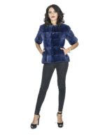 Giacca pelliccia visone blu smanicato 42 fourrure vison 水貂皮草 fur mink Pelz Nerz mex hopka