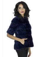 Giacca pelliccia visone blu smanicato 42 fourrure vison 水貂皮草 fur mink Pelz Nerz mex hopka