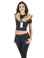 Collo in volpe argentata moltolungo morbido grigio con punte strette Pelzkragen col fourrure fur collar
