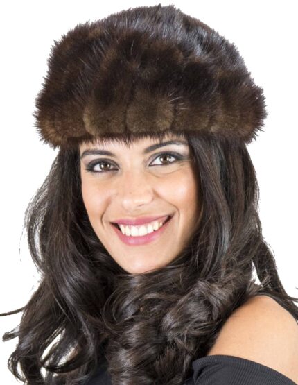 Cappello in pelliccia di visone demi mogano petali piccolo 毛皮 fourrure fur hat mex pelz