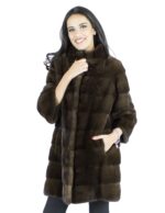 Pelliccia visone 44-46 mogano cappotto sagafurs vison норка fur mink Nerzpelzes fourrure