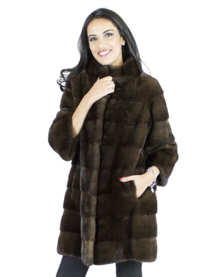 Pelliccia visone 44-46 mogano cappotto sagafurs vison норка fur mink Nerzpelzes fourrure