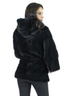 Pelliccia visone 46-48 cypress cintura giacca cappuccio vison норка fur mink Nerzpelzes fourrure