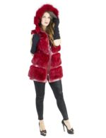 Gilet volpe rosso cappuccio taglia 44 fourrure renard fox fur лисицы Fuchspelz