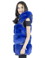 Gilet volpe bluette cappuccio taglia 48 fourrure renard fox fur лисицы Fuchspelz