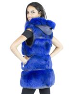 Gilet volpe bluette cappuccio taglia 48 fourrure renard fox fur лисицы Fuchspelz