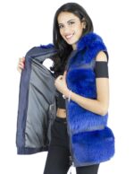 Gilet volpe bluette cappuccio taglia 48 fourrure renard fox fur лисицы Fuchspelz