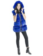 Gilet volpe bluette cappuccio taglia 46 fourrure renard fox fur лисицы Fuchspelz