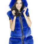 Gilet volpe bluette cappuccio taglia 46 fourrure renard fox fur лисицы Fuchspelz
