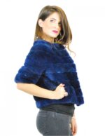 42 giacchino donna visone lapis blu mod mantellina con collo a giro e manica 3/4 e fodera fantasia