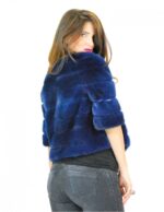 42 giacchino donna visone lapis blu mod mantellina con collo a giro e manica 3/4 e fodera fantasia