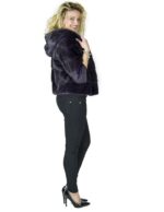 Giacca viola violet pelliccia di visone con cappuccio fur mex pelz fourrure