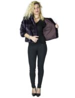 Giacca viola violet pelliccia di visone con cappuccio fur mex pelz fourrure