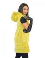 42-48 women's mink yellow vest with vertical and horizontal processing with hood and zip - Image 3
