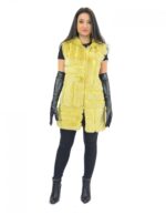 42-48 women's mink yellow vest with vertical and horizontal processing with hood and zip - Image 4
