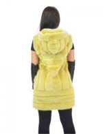 42-48 women's mink yellow vest with vertical and horizontal processing with hood and zip - Image 5