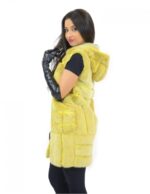 42-48 women's mink yellow vest with vertical and horizontal processing with hood and zip - Image 2