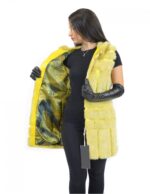 42-48 women's mink yellow vest with vertical and horizontal processing with hood and zip - Image 6