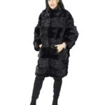 Cappotto nero in visone e persiano a fasce fur mex pelz fourrure 毛皮