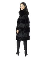 Cappotto nero in visone e persiano a fasce fur mex pelz fourrure 毛皮