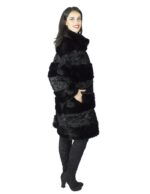 Cappotto nero in visone e persiano a fasce fur mex pelz fourrure 毛皮