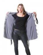 PELLICCIA CAPPOTTO DONNA VISONE ZAFFIRO CON LAVORAZIONE ORIZZONTALE