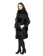 Cappotto nero in visone e persiano a fasce fur mex pelz fourrure 毛皮