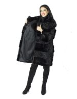 Cappotto nero in visone e persiano a fasce fur mex pelz fourrure 毛皮