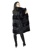Cappotto nero in visone e persiano a fasce fur mex pelz fourrure 毛皮