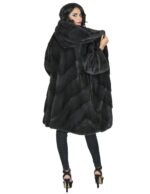 Серый с капюшоном норковая шуба аврора fur mink Pelz Nerz pelliccia visone 水貂 皮草 — изображение 3