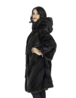 Серый с капюшоном норковая шуба аврора fur mink Pelz Nerz pelliccia visone 水貂 皮草 — изображение 6