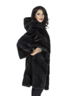 Серый с капюшоном норковая шуба аврора fur mink Pelz Nerz pelliccia visone 水貂 皮草 — изображение 7